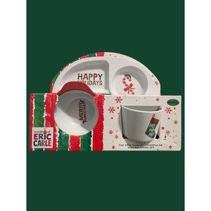 World of Eric Carle Very Hungry Caterpillar 3 Piece Christmas Melamine Set NEW